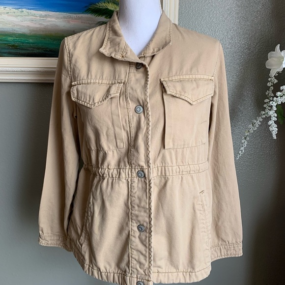 Kensie Utility Button Down Waist Drawstrings Jacket Size Small - Picture 5 of 17
